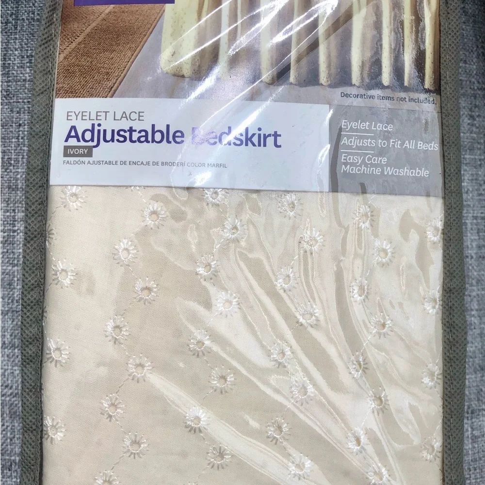 Eyelet Lace Adjustable Bedskirt - Ivory, NWOT